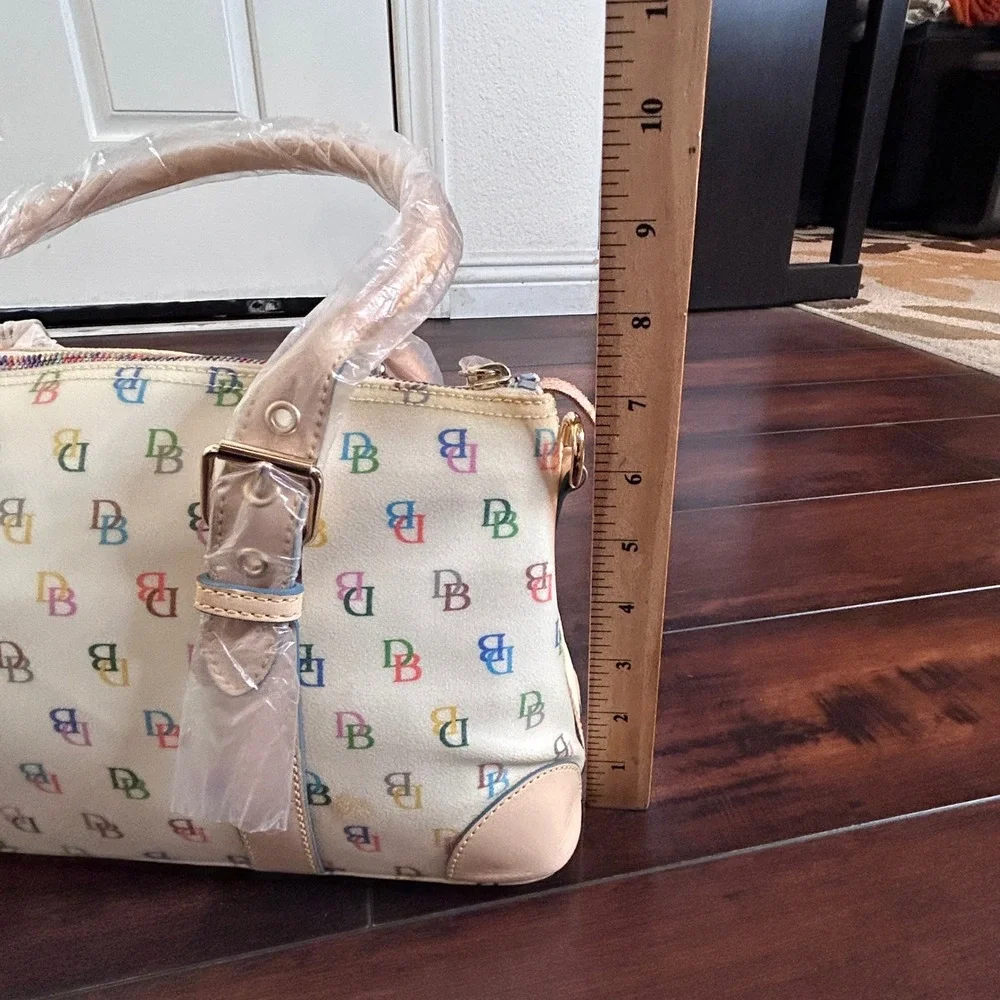 Vintage Y2K Dooney & Bourke Domed Satchel White Rainbow Monogram NWT IT40WH